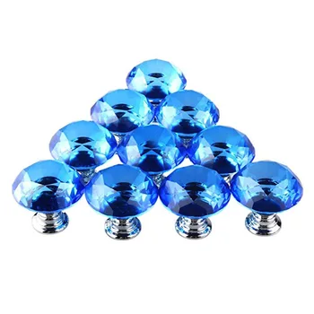 Niebieski Kryształ Szkło Diamentowe Klamka|klamka szafy|Kryształowy Klamka Handel zagraniczny 30 mm Реставрационное Sprzęt